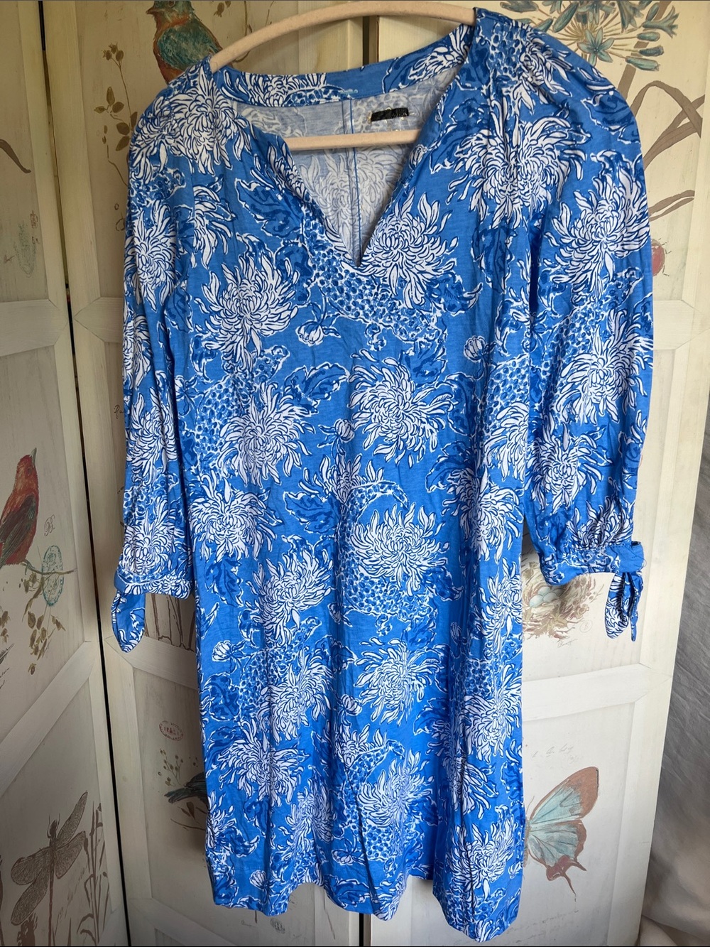 Lilly Pulitzer Blue & White Floral Midi Dress - Picture 3 of 11